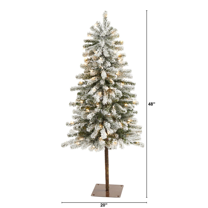 4’ Flocked Alpine Artificial Christmas Tree with 100 Lights and 260 Bendable Branches, photo 2 of 9