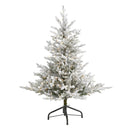 4’ Flocked Fraser Fir Artificial Christmas Tree with 300 Warm White Lights and 967 Bendable Branches