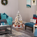 4' Flocked Montana Down Swept Spruce Artificial Christmas Tree with 70 Clear LED Lights