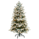 4’ Flocked North Carolina Fir Christmas Tree with 250 Warm White Lights and 779 Bendable Branches