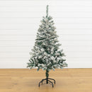 4' Flocked Rock Springs Spruce Artificial Christmas Tree with 100 Clear LED Lights by Nearly Natural