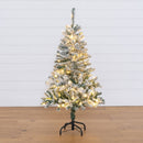 4' Flocked Rock Springs Spruce Artificial Christmas Tree with 100 Clear LED Lights by Nearly Natural