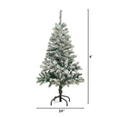 4' Flocked Rock Springs Spruce Artificial Christmas Tree with 100 Clear LED Lights by Nearly Natural
