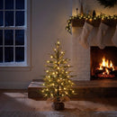 4’ Fraser Fir “Natural Look” Artificial Christmas Tree with 100 Clear LED Lights, a Burlap Base and 403 Bendable Branches by Nearly Natural