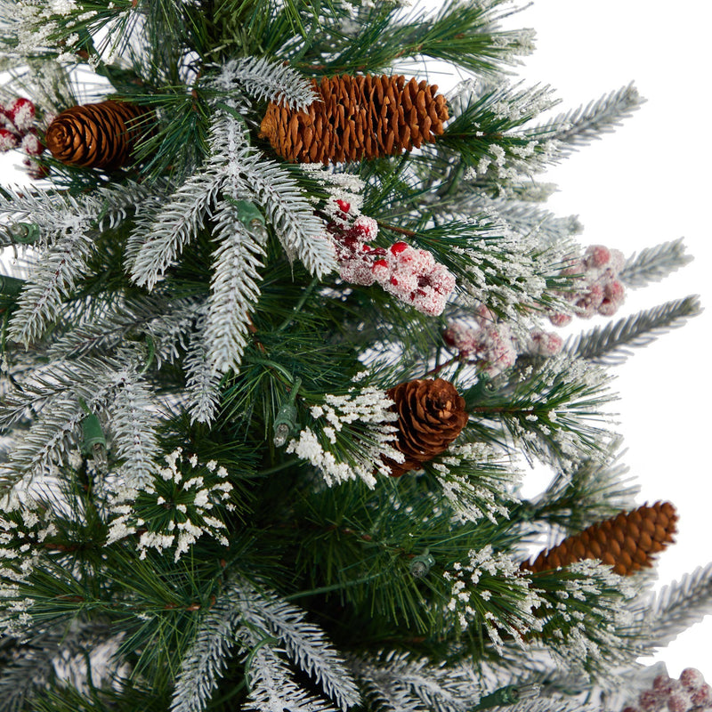 4' Frosted Artificial Christmas Tree Pre-Lit with 105 lights  in Decorative Planter