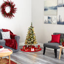 4’ Frosted Swiss Pine Artificial Christmas Tree with 100 Clear LED Lights and Berries