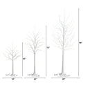 4' 6' 8' Pre-Lit Artificial White Birch Trees with LED Lights - Set of 3