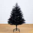4' Artificial Halloween Black Pampas Grass Christmas Tree