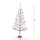 4' Artificial Retro Silver Tinsel  Christmas Tree with 50 Red Mini Ornament Balls and Wooden Base