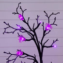 4' Pre-Lit Artificial Halloween Spider Twig Tree with 48 Purple LED Lights