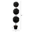 4' UV Resistant Halloween Black Artificial Triple Ball Boxwood Topiary (Indoor/Outdoor)