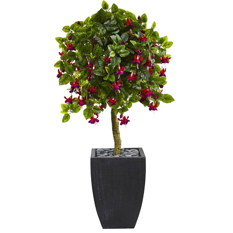 4’ Fuschia Artificial Tree in Black Wash Planter