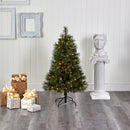 4’ Golden Tip Washington Pine Artificial Christmas Tree with 100 Clear Lights, Pine Cones and 336 Bendable Branches