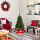 4’ Golden Tip Washington Pine Artificial Christmas Tree with 100 Clear Lights, Pine Cones and 336 Bendable Branches