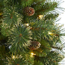 4’ Golden Tip Washington Pine Artificial Christmas Tree with 50 Clear Lights, Pine Cones and 148 Bendable Branches in White Planter with Stand