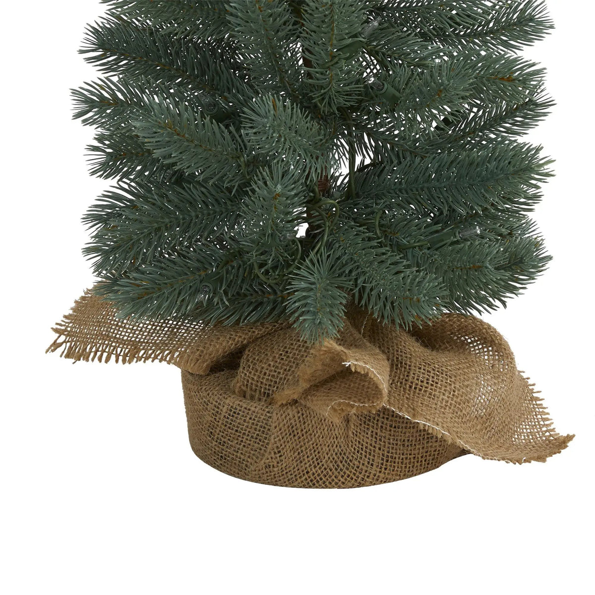 4’ Green Pine Artificial Christmas Tree with 70 Warm White Lights Set in a Burlap Base, photo 4 of 5
