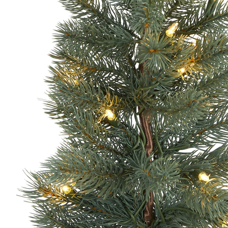 4’ Green Pine Artificial Christmas Tree with 70 Warm White Lights Set in a Burlap Base, photo 3 of 5