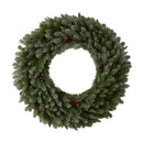 4’ Large Flocked Christmas Wreath with Pinecones, 150 Clear LED Lights and 330 Bendable Branches