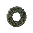 4’ Large Flocked Christmas Wreath with Pinecones, 150 Clear LED Lights and 360 Bendable Branches