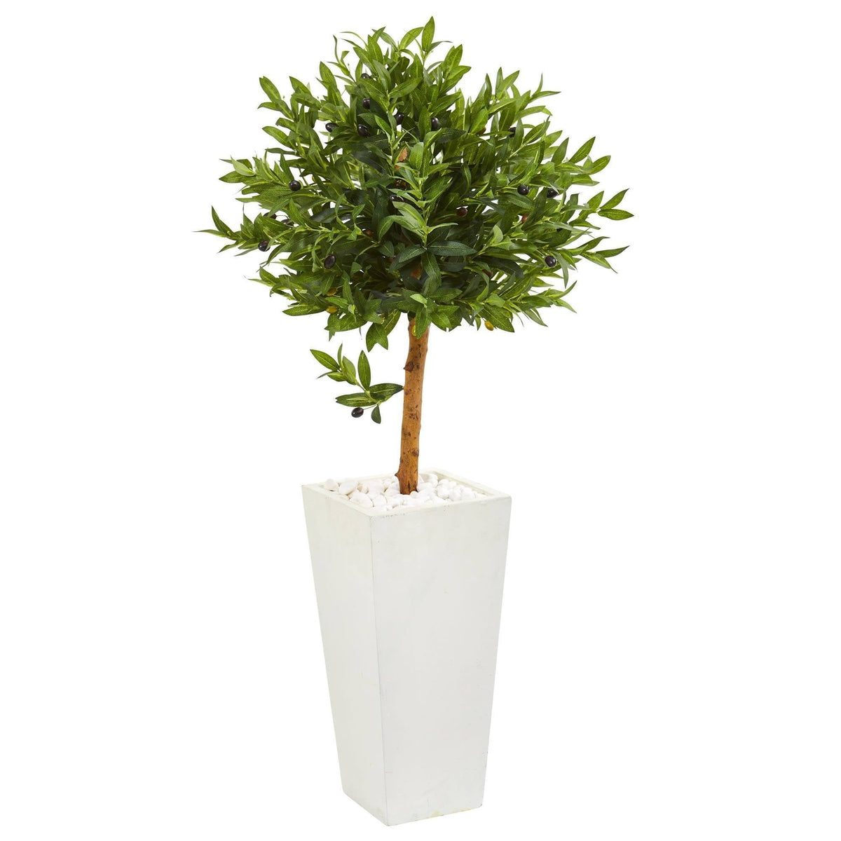 4’ Olive Topiary Artificial Tree in White Planter(Indoor/Outdoor), photo 5 of 5
