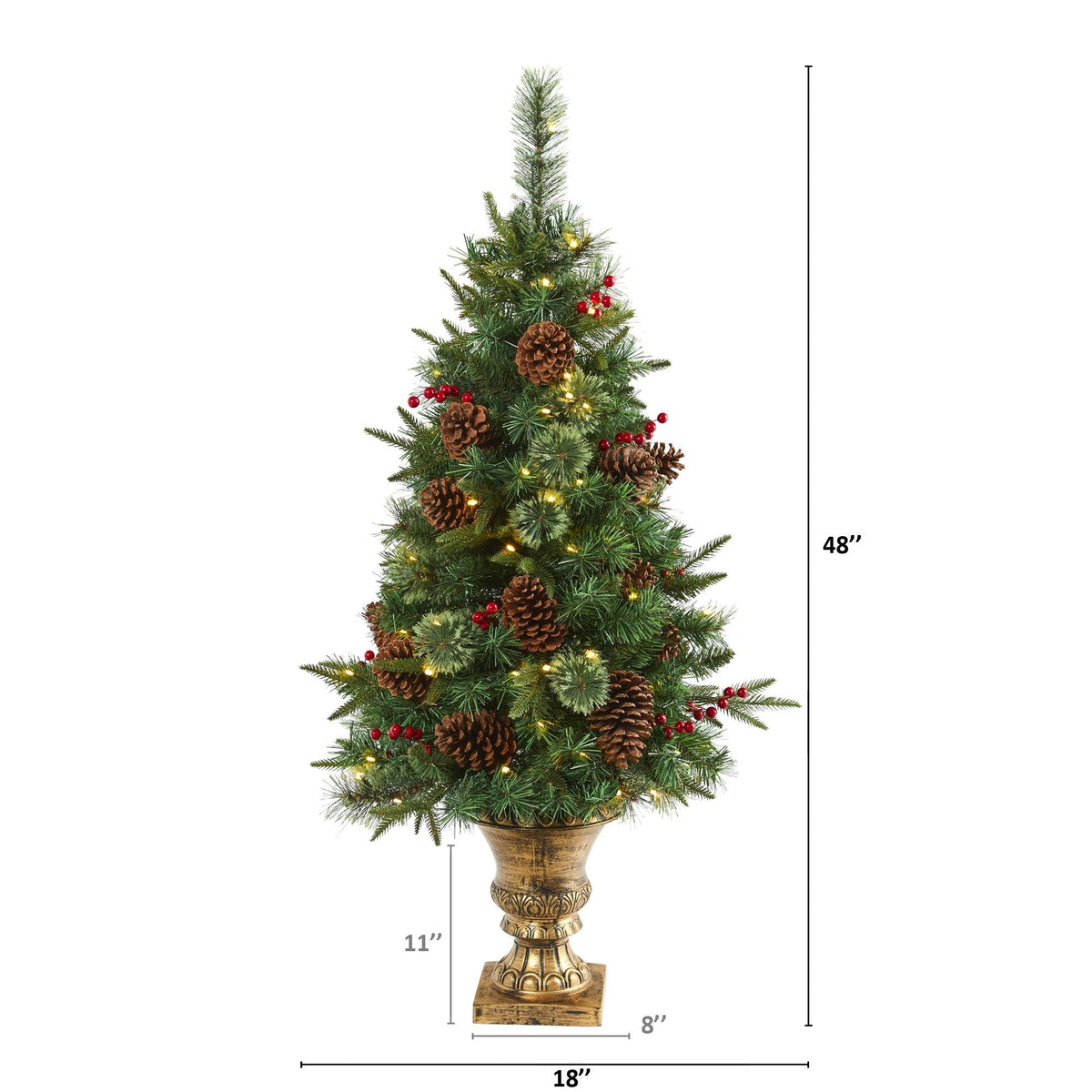 4’ Pine, Pinecone and Berries Artificial Christmas Tree in Decorative Urn, photo 2 of 8