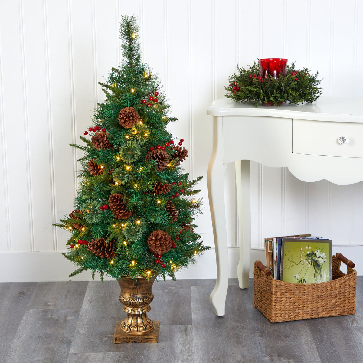4’ Pine, Pinecone and Berries Artificial Christmas Tree in Decorative Urn, photo 7 of 8
