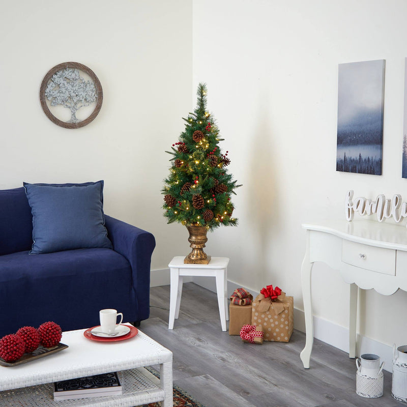 4’ Pine, Pinecone and Berries Artificial Christmas Tree in Decorative Urn, photo 6 of 8