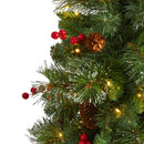 4’ Pine, Pinecone and Berries Artificial Christmas Tree with 100 Clear LED Lights in Decorative Urn