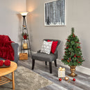 4’ Pine, Pinecone and Berries Artificial Christmas Tree with 100 Clear LED Lights in Decorative Urn