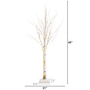 4' Pre-Lit Artificial Birch Tree with 50 Warm White LED Lights