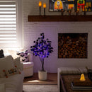 4' Pre-Lit Artificial Halloween Black Eucalyptus Tree with 160 Orange & Purple LED Lights
