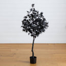 4' Pre-Lit Artificial Halloween Black Maple Tree with 180 Orange & Purple LED Lights
