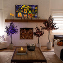 4' Pre-Lit Artificial Halloween Black Maple Tree with 180 Orange & Purple LED Lights