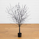 4' Pre-Lit Artificial Halloween Black Twig Tree with Bats and 50 Orange LED Lights