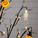 4' Pre-Lit Artificial Halloween Pumpkins and Skulls Ornament Tree with 64 Warm White LED Lights