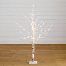 4’ Pre-Lit Artificial White Birch Tree with 51 White LED Lights