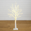 4’ Pre-Lit Artificial White Twig Tree with 160 Warm White LED Lights