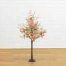 4' Pre-Lit Autumn Eucalyptus Artificial Fall Tree with Berries and 60 LED Lights
