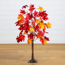 4' Pre-Lit Autumn Weeping Maple Artificial Fall Tree with 180 Warm White LED Lights