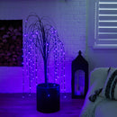 4’ Pre-Lit Halloween Black Willow Artificial Fall Tree with 120 Orange & Purple LED Lights