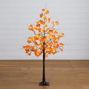 4' Pre-Lit Minimalist Autumn Maple Artificial Fall Tree with 56 Warm White LED Lights