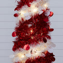 4' Pre-Lit Pop up Red & White Tinsel Christmas Tree with 50 LED Lights