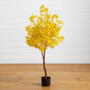 4' Pre-Lit Yellow Autumn Maple Artifical Fall Tree with 150 Warm White LED Lights