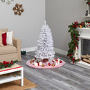 4’ Slim White Artificial Christmas Tree with 100 Warm White LED Lights and 293 Bendable Branches