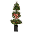 4’ Topiary Tree with Decorative Ribbon, Berries, 70 Clear LED Lights and 109 Branches in Planter
