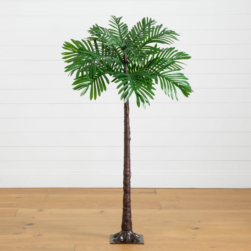 4’ UV Resistant Lighted Artificial Palm Tree with 127 Warm White LED Lights (Indoor/Outdoor)