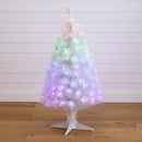 4' White Pre-Lit Fiber Optic Artificial Christmas Tree with 120 Colorful LED and Remote Control Show