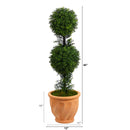 40” Boxwood Double Ball Topiary Artificial Tree in Terra-Cotta Planter (Indoor/Outdoor)