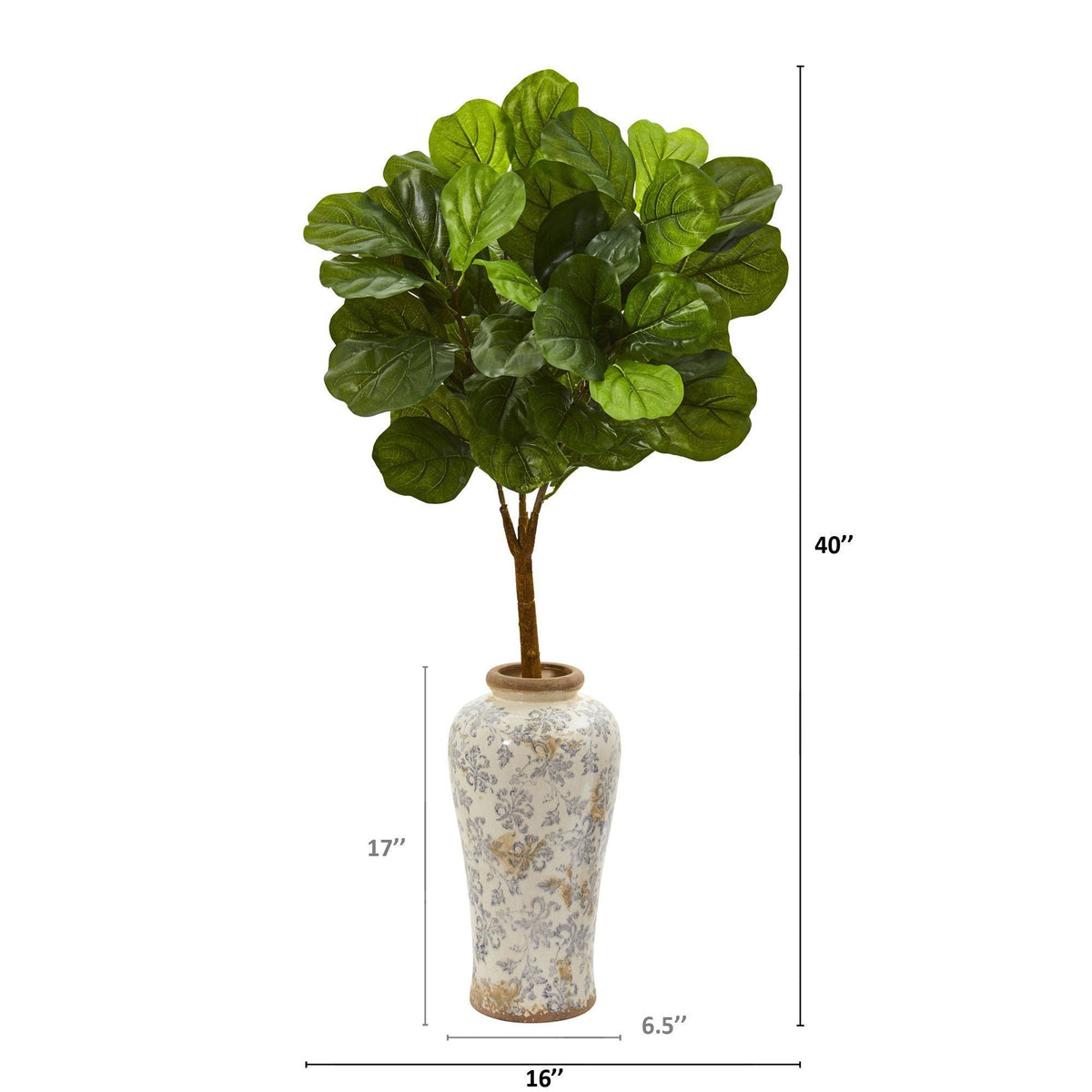 40” Fiddle Leaf Artificial Tree in Designer Vase (Real Touch), photo 2 of 4