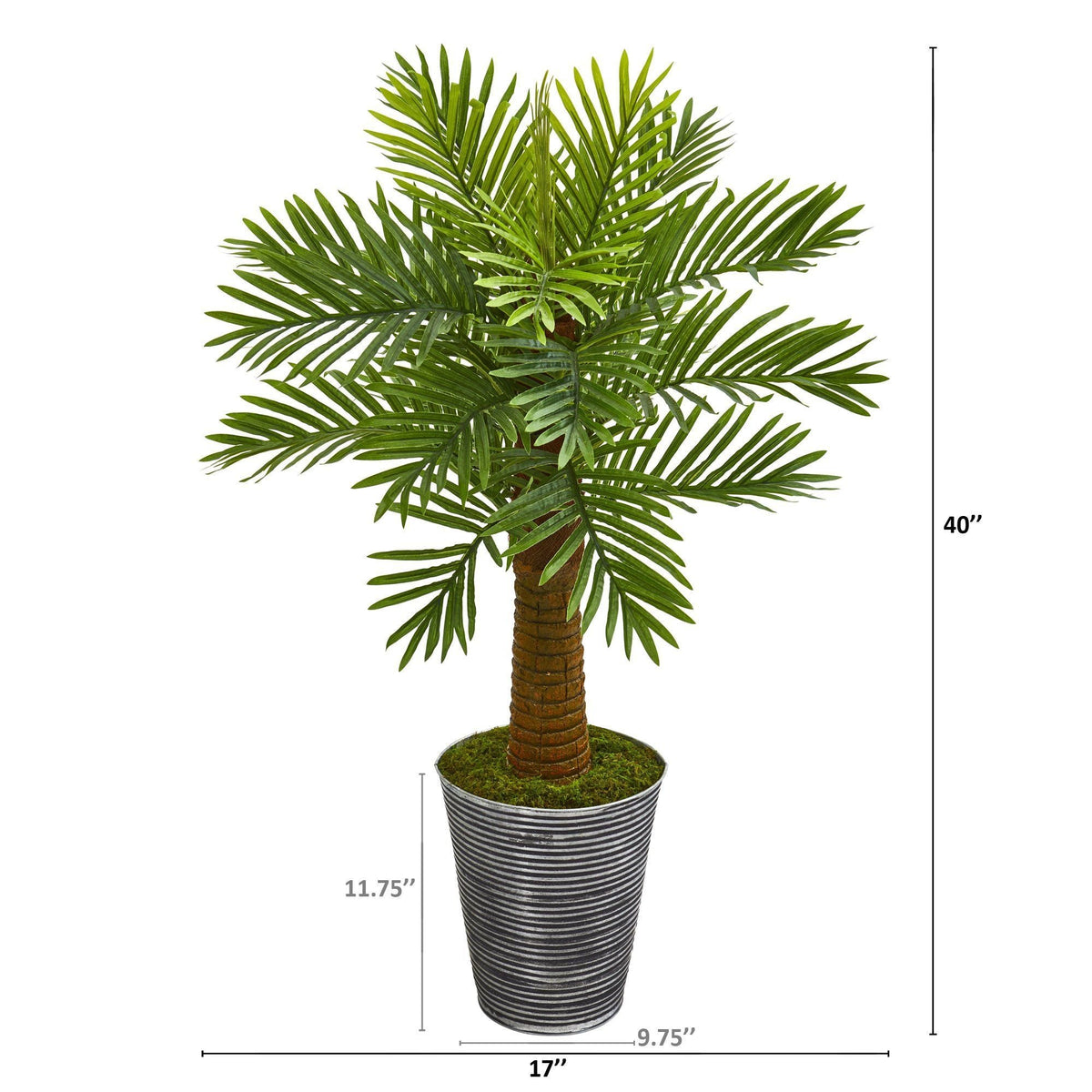 40” Robellini Palm Artificial Tree in Designer Tin Planter, photo 2 of 2